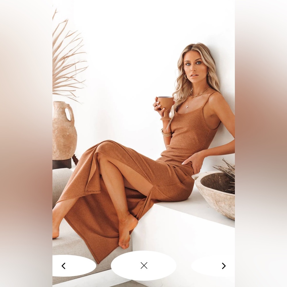 Vici Luna ribbed dress camel